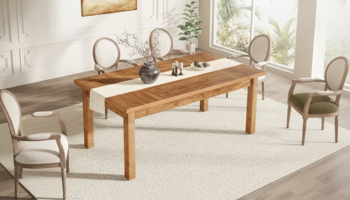 Wood Dining Table for 6–8: Size Guide, Layout & Care