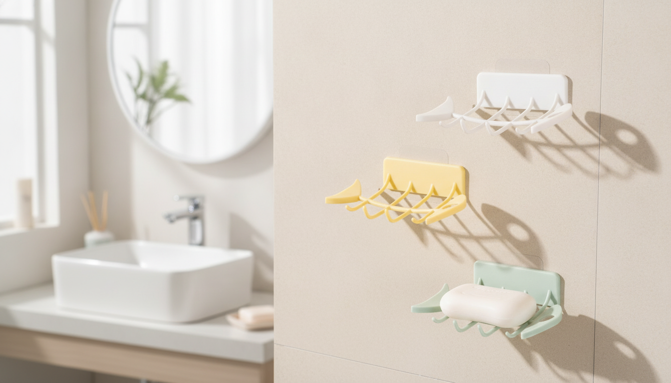 No-Drill Fish Bone Soap Holder: Keep Bars Dry