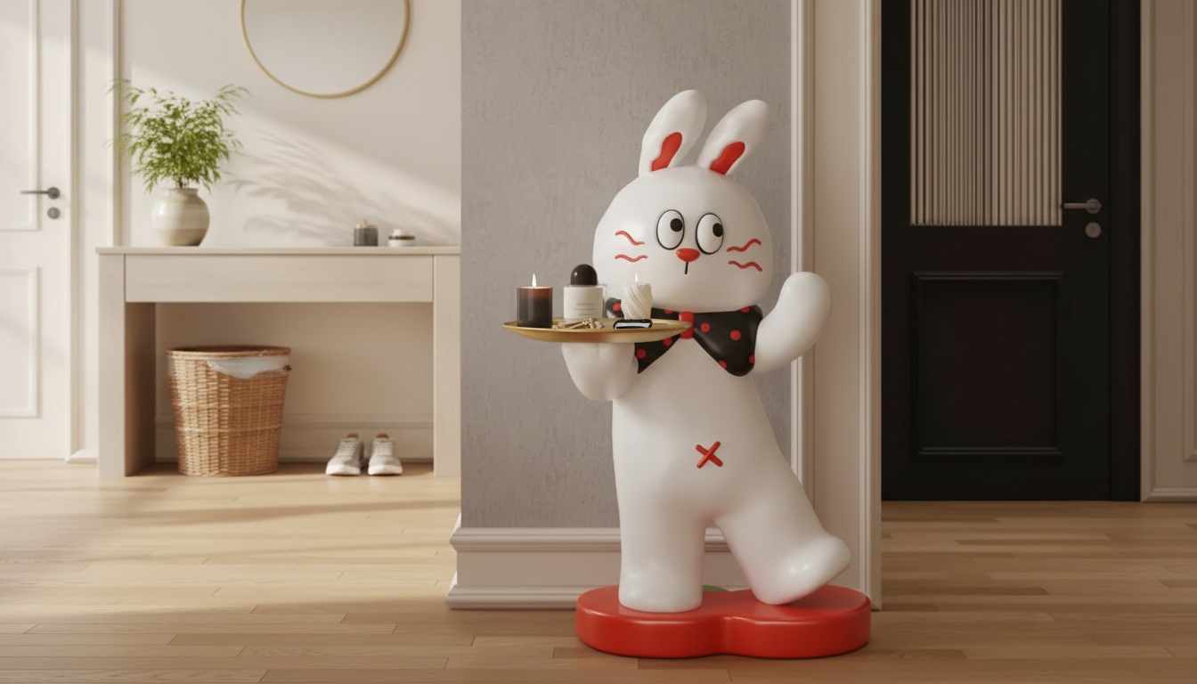 Rabbit Statue Tray Rack: Chic Drop Zone for Essentials