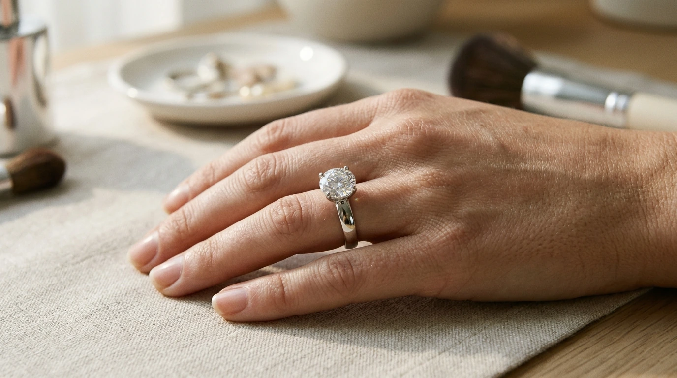 2 Carat D Color VVS1 Moissanite Ring in 18K White Gold