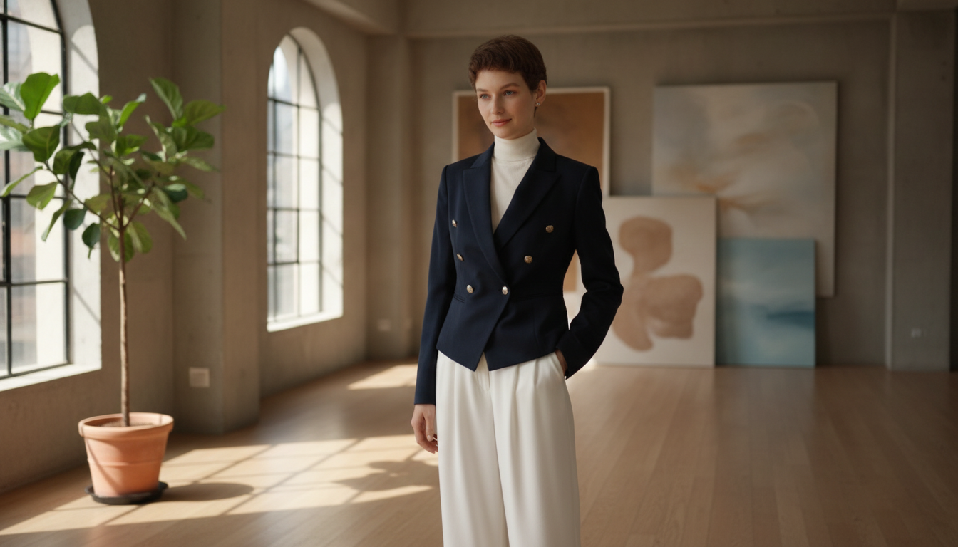 Slim Fit Double-Breasted Wool Blazer With Silk Lining