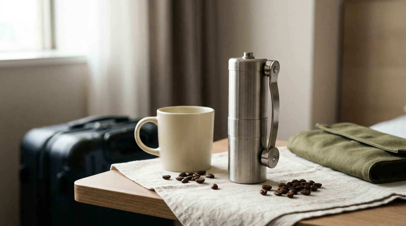 Travel Manual Coffee Grinder: Steel Burr + Foldable Handle