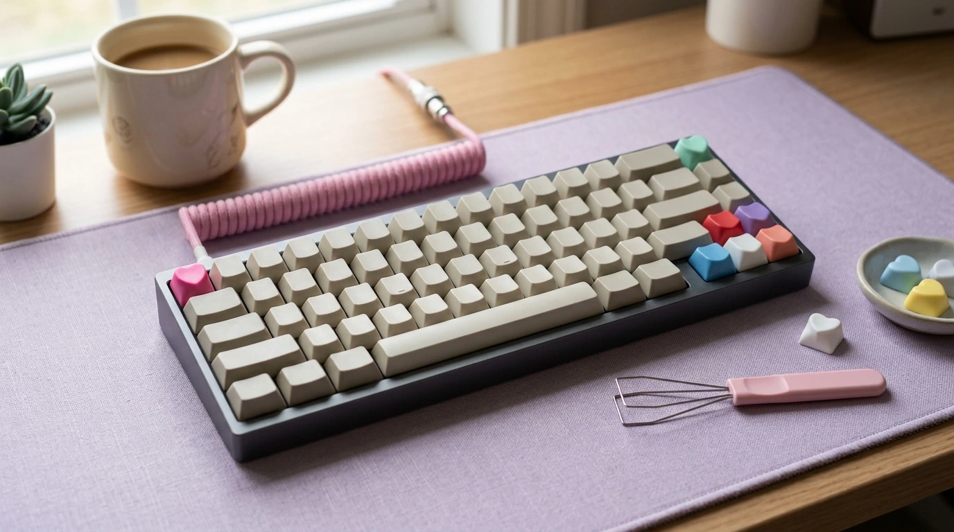 21-Key Heart Keycap Accent Kit: Cute Keyboard Upgrade