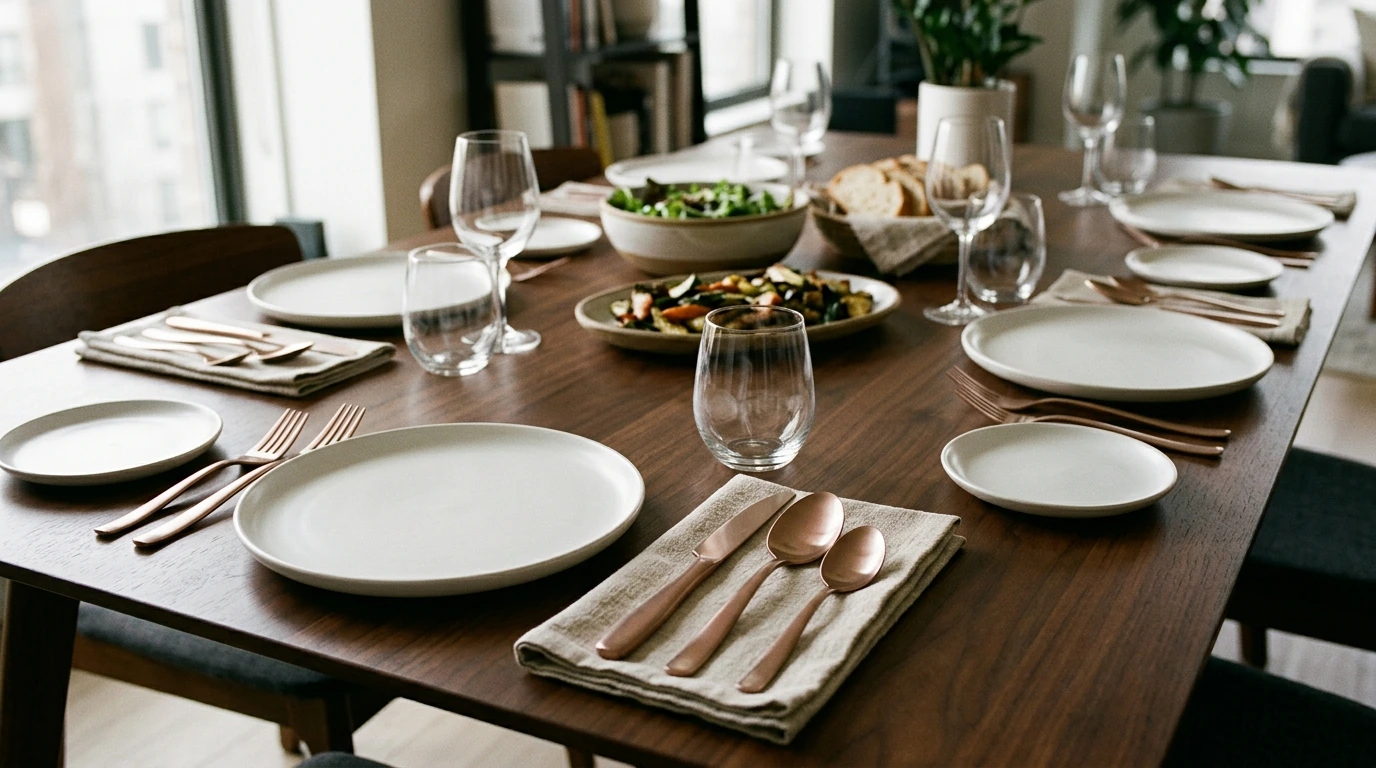 Rose Gold Flatware Set: 24-Piece Modern Stainless Steel