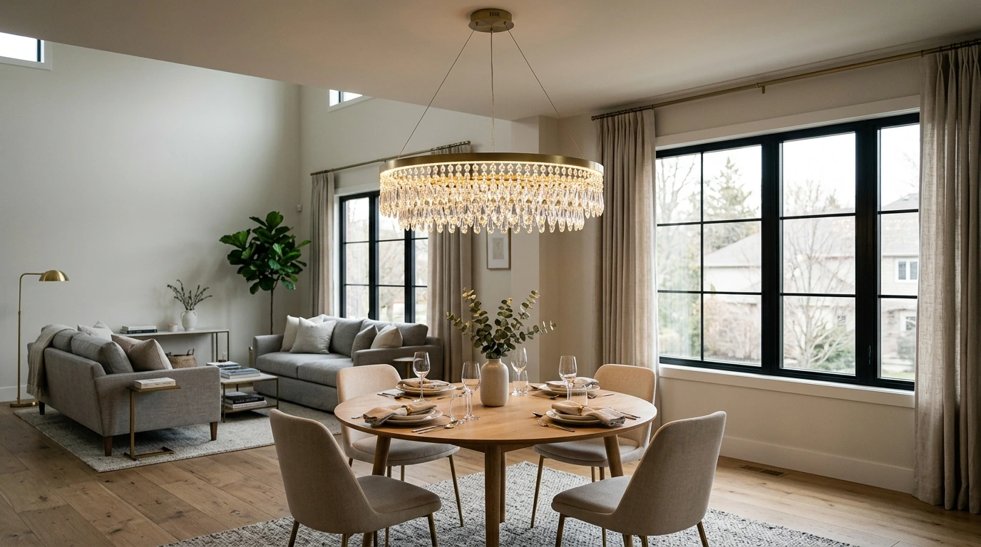 Modern LED Crystal Chandelier for Dining & Living Rooms