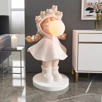 Cream Resin Wind Girl Sculpture: Tall Wall Statement