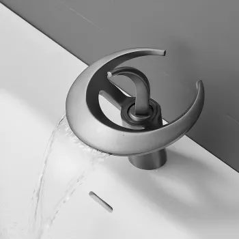 Matte Black Waterfall Faucet: Brass Single-Handle Style